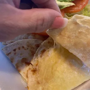 No fajita in the fajita quesadilla! We didn't want to ask anymore because she was so rude.