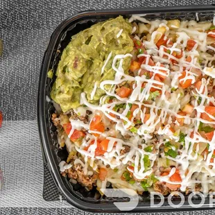 a bowl of mexican food