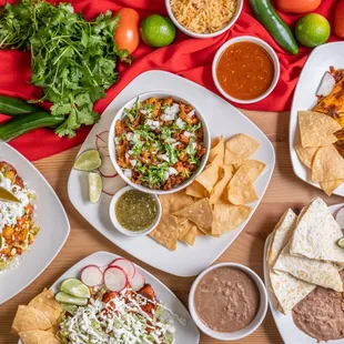 a spread of mexican food