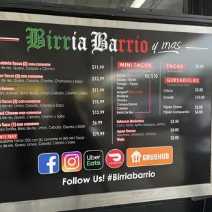 a menu for a mexican restaurant