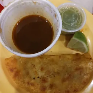 Birria Taco &amp; Birra Consommé, salsa Verde, &amp; lime