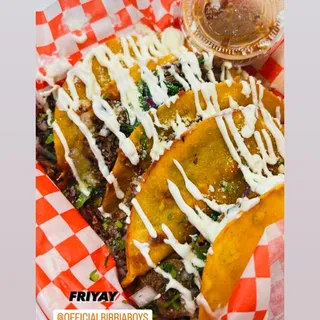 8. 2 Queso Taco Plate With Rice& Beans