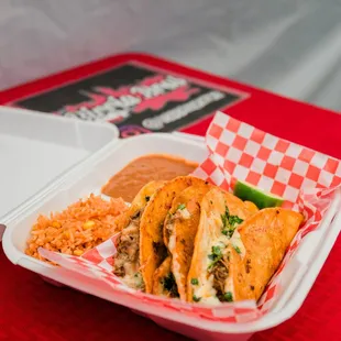 mexican food in a styrofoam container