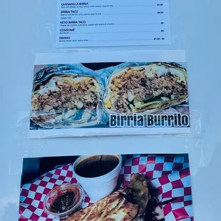 Menu, Burrito, &amp; Quesadilla