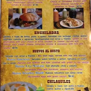 Menu as of this date.