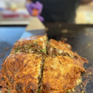 a close up of a plate of food