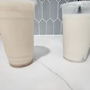 Their Horchata is on the right(white thick milky w/out cinnamon)