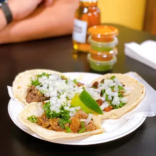 Carnitas, al pastor &amp; carne asada soft tacos. Delicious!