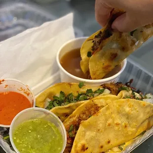 Birria tacos dorados combo (IG: @roamingmouths)