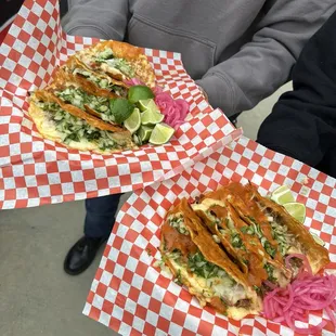 Quesatacos with everything on them