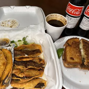 Birria Taco/Taquitos Box- 7 Birria Tacos and a cup of consume with BQ&apos;s Famous Birria Grilled Cheese.