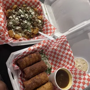 Birria tater tots and mini chimi