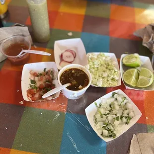 a table of mexican food