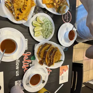 a table full of mexican food