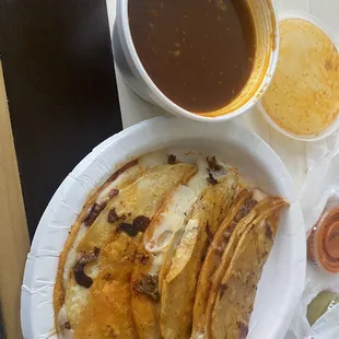 3 quesabirria tacos and small consommé