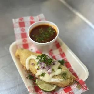 Birria stuffed Chile relleno.