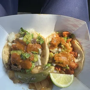 Chicken and carne asada taco
