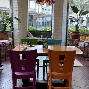 a colorful dining room