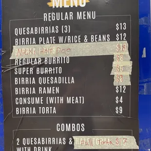 Menu. There is QR code to scan as well.