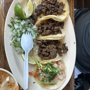 3 Beef and 1 shrimp taco...fantastic!