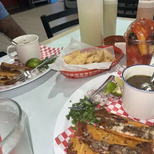 two plates of food on a table