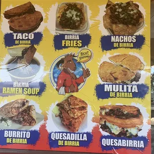 a menu for a mexican restaurant