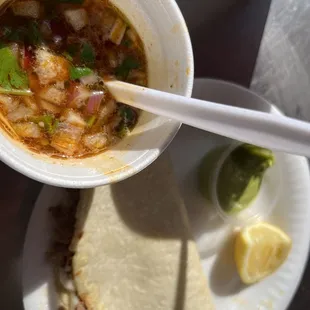 Birria de Rea quesadilla con consume