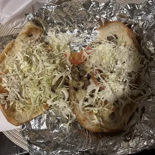 "Carne asada torta" more like CABBAGE  torta.