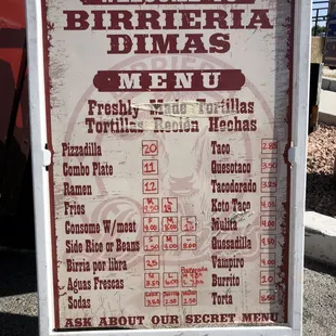 Menu as of 6/6/22