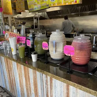 Agua fresca lined up