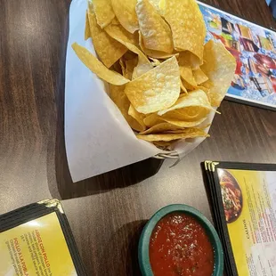 Complimentary chips and salsa