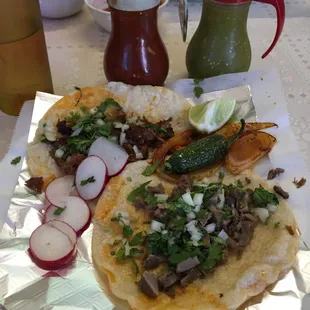 Goat and tongue tacos