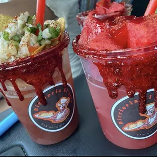 Clamato con Ceviche/ Agua Fresca de Sandía