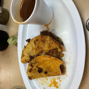 Quesabirria with consomé.
