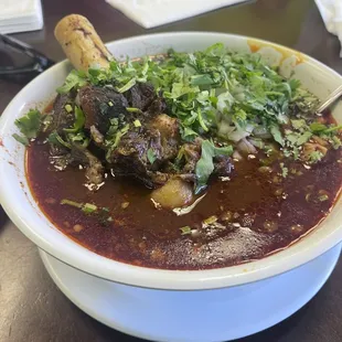 Small plate of birria with all the trimmings
