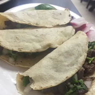 Hand made tortillas for these delicious asada tacos!