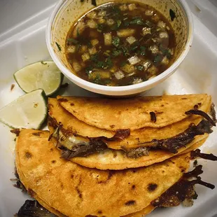 Queso birria tacos . I ordered 2 with consommé