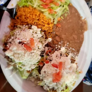 Sopes, beans & rice