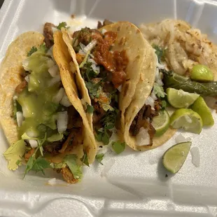 Tacos de Asada and Al pastor.