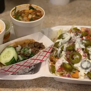 Esquite, Birria Ramen, Steak Taco, Chicken Nachos