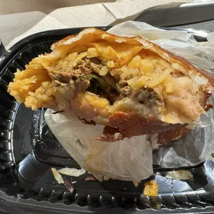 Inside of quesabirria burrito
