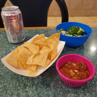 Chip and salsa rustic style delicious.