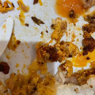a half eaten plate of food