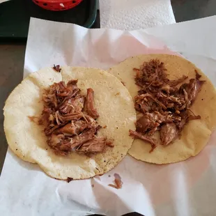 Two carnitas tacos