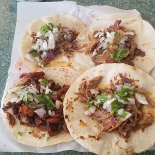 Tacos carnita, birrea, adobada.