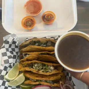 Birria tacos (I order mine with only one tortilla)