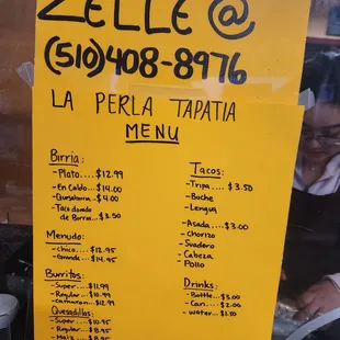 Menu 3-3-2024  Cash or zelle payment only