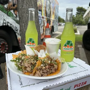 Enjoying some jarritos with our meal