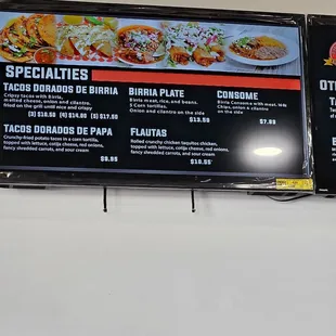 menus and prices