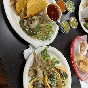 2 Birria Tacos with Cheese and 3 mini carne asada tacos